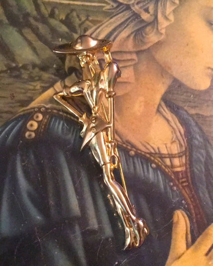 Gold tone Classy fancy lady brooch