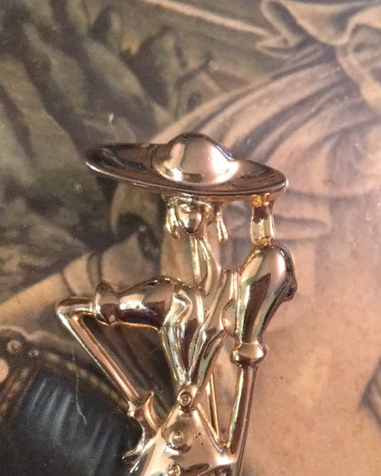 Gold tone Classy fancy lady brooch