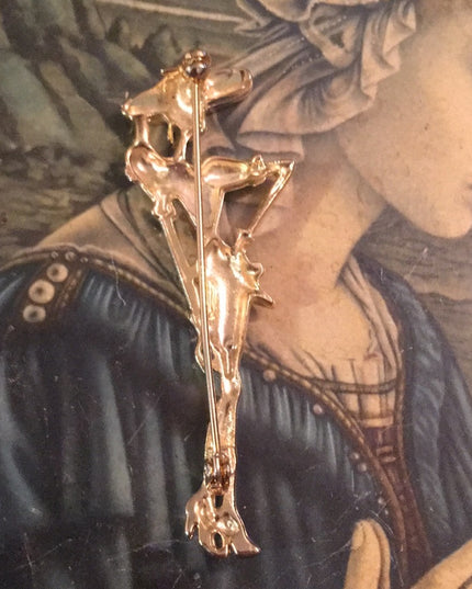 Gold tone Classy fancy lady brooch