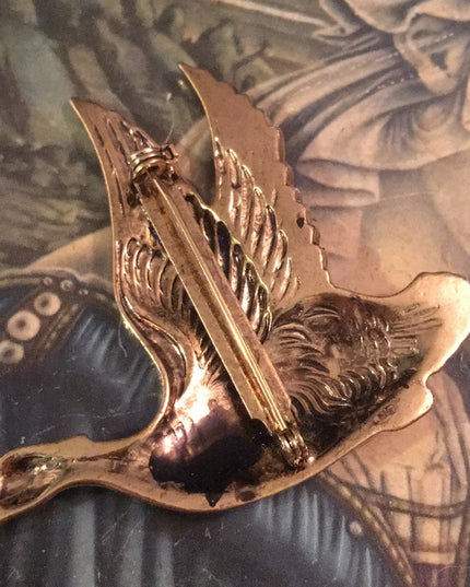 Vintage bird Pheasant gold tone brooch