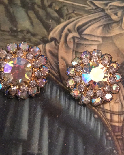 Vintage 1960s Crystal AB Clip on earrings