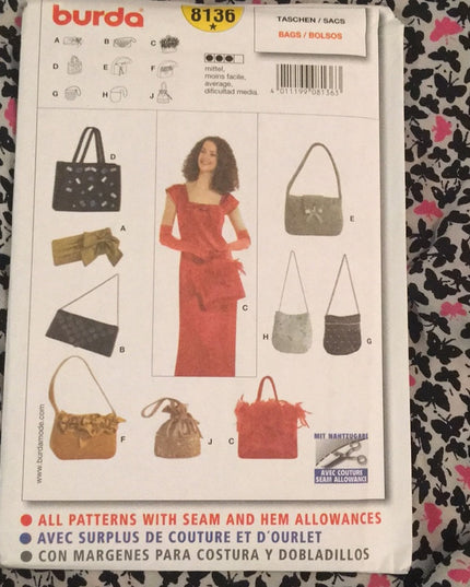 BURDA sewing pattern Bags Purse UNCUT