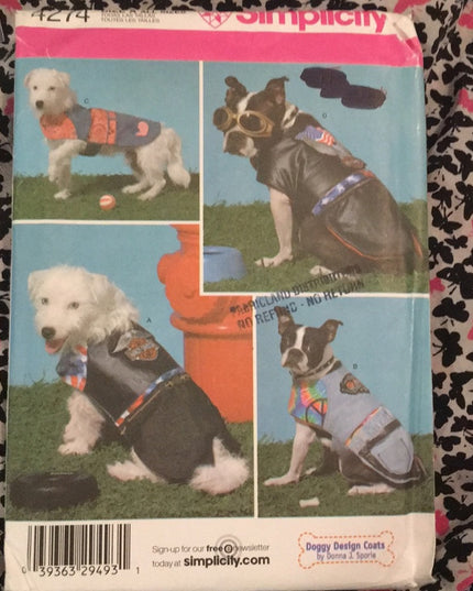 Dog Jacket sewing pattern UNCUT All Sz Simplicity