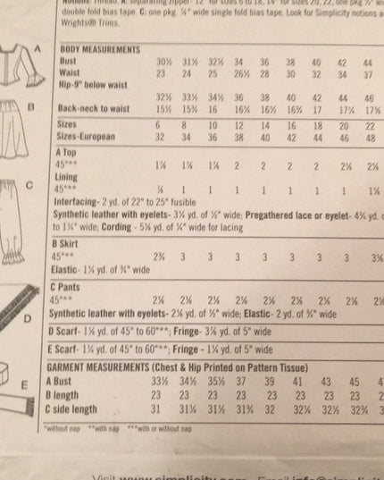 Simplicity Sewing pattern Uncut Pirate costume