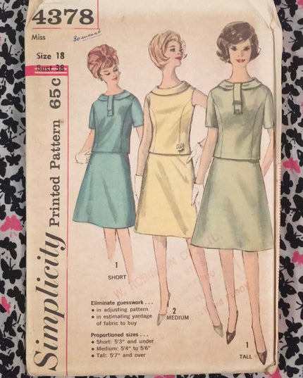 VTG Simplicity Uncut Sewing pattern Misses dress