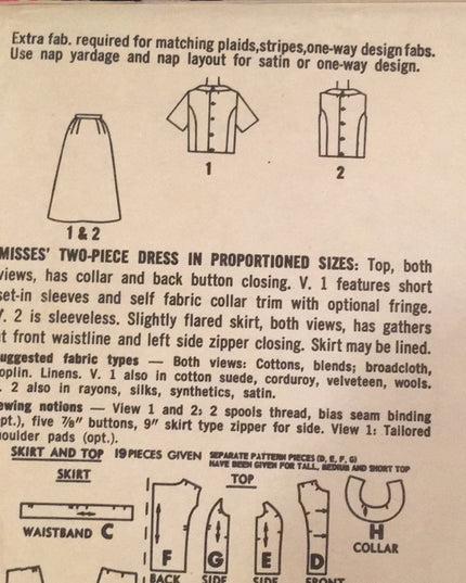 VTG Simplicity Uncut Sewing pattern Misses dress
