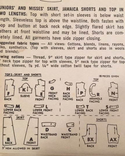 VTG Simplicity Skirt & Shorts UNCUT sewing pattern