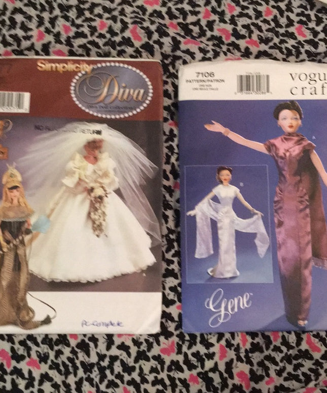 LOT of 2 Barbie doll clothes sewing pattern