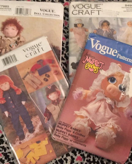 LOT Vogue craft doll Sewing patterns UNCUT Muppets Miss Piggy