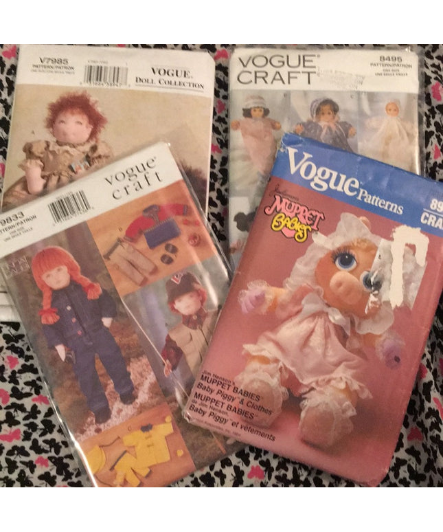 LOT Vogue craft doll Sewing patterns UNCUT Muppets Miss Piggy