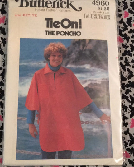 VTG Butterick Poncho sewing pattern UNCUT