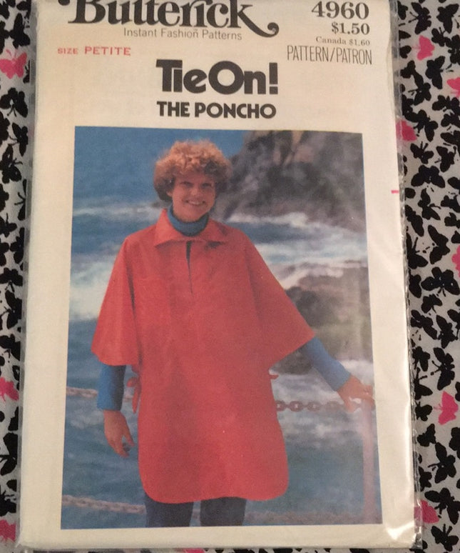 VTG Butterick Poncho sewing pattern UNCUT