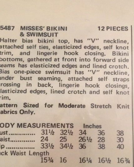 VTG Butterick UNCUT sewing pattern bathing suits
