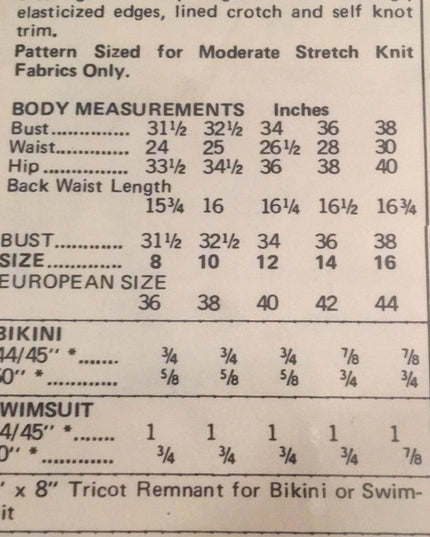VTG Butterick UNCUT sewing pattern bathing suits