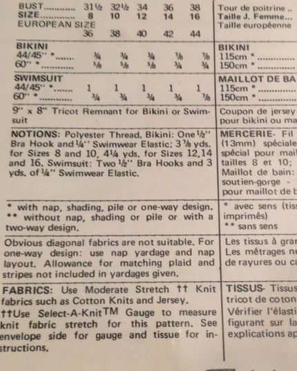 VTG Butterick UNCUT sewing pattern bathing suits
