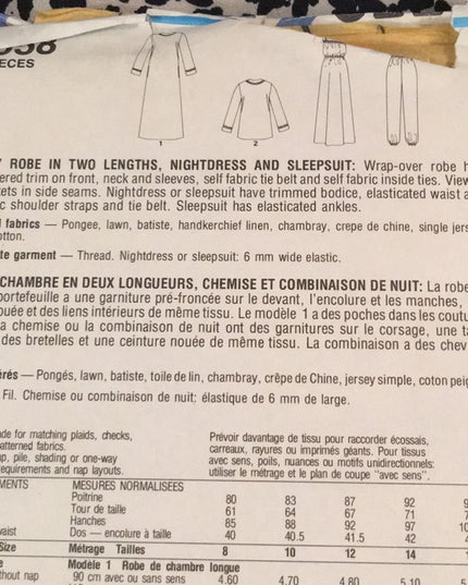 VTG Style Robe PJ Sewing pattern UNCUT