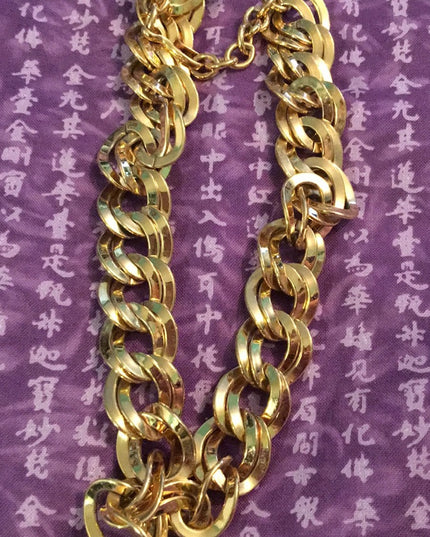 1980s chunky MONET choker necklace gold finish chain link