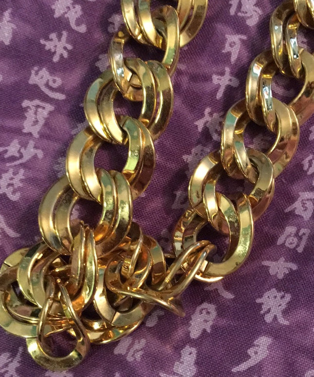 1980s chunky MONET choker necklace gold finish chain link