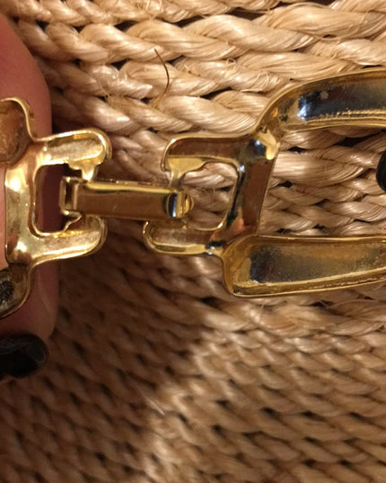 Chunky Black enamel & gold tone choker necklace