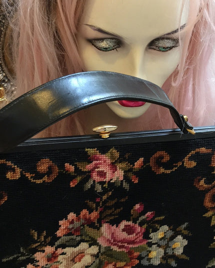 XL RARE Petite point Vintage flower purse beauty