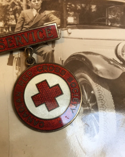 Vintage 1948 Red Cross  society Sterling silver 925 enameled brooch nurses