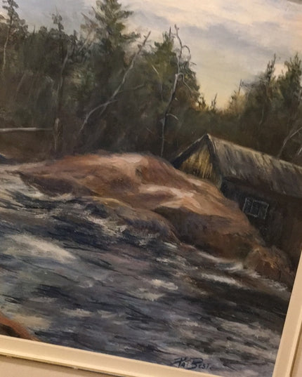 Oil painting Pat Beste Water landscape framed