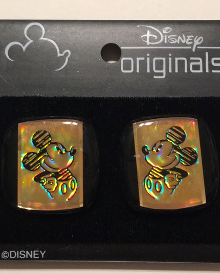 Vintage Disney originals Mickey Minnie Reflective Holographic Clip on earrings