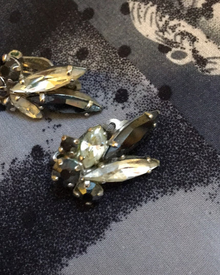 Vintage Sherman Crystal earrings black clear