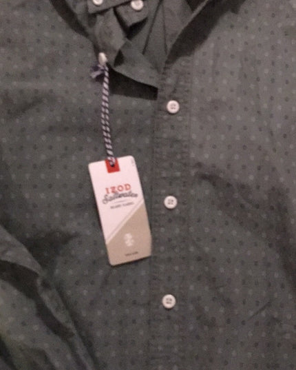NWT IZOD Sz Sm green dress shirt print Mens