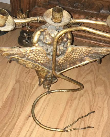Vintage Heavy Angel cherub  Brass Candle holder