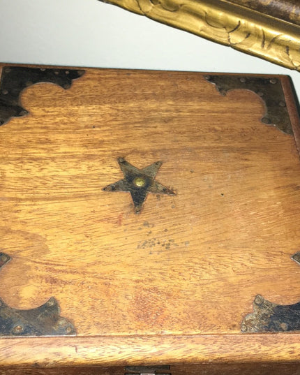 Antique Wood box with metal star Beauty!