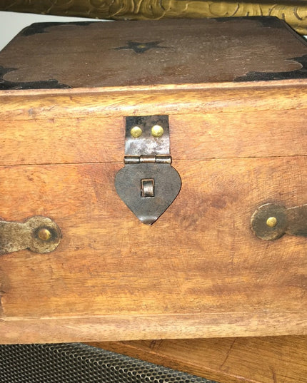 Antique Wood box with metal star Beauty!