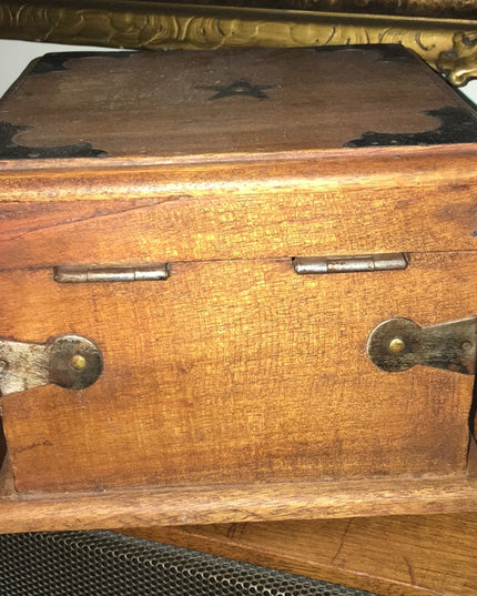 Antique Wood box with metal star Beauty!