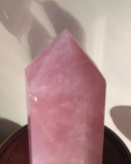 Solid Rose Quarts tower Statue 9.5” tall 12” round