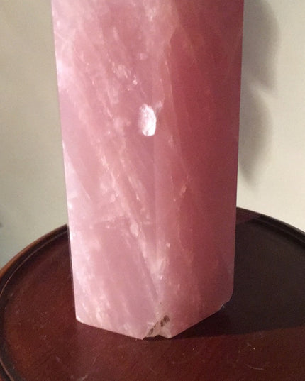 Solid Rose Quarts tower Statue 9.5” tall 12” round