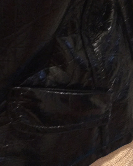 Black patent leather crop sleeve coat lightweight Pwter Nygard