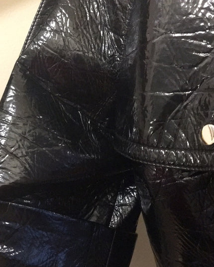 Black patent leather crop sleeve coat lightweight Pwter Nygard