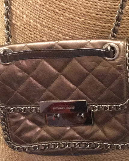 Michael Kors Gold metalic leather crossbody purse