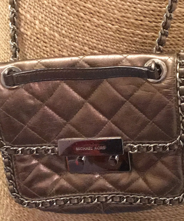 Michael Kors Gold metalic leather crossbody purse