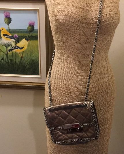 Michael Kors Gold metalic leather crossbody purse