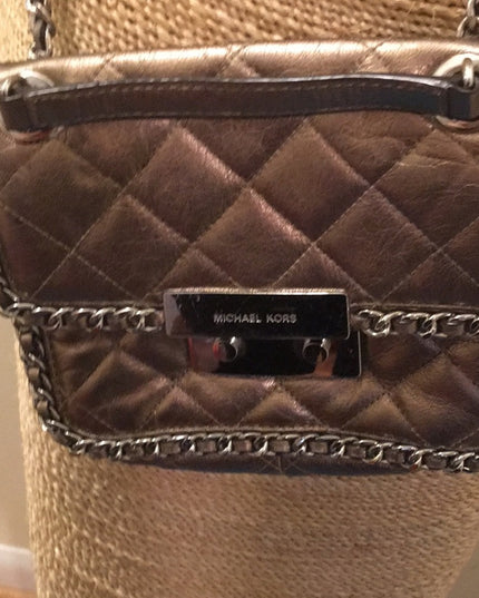 Michael Kors Gold metalic leather crossbody purse