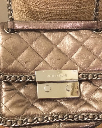 Michael Kors Gold metalic leather crossbody purse