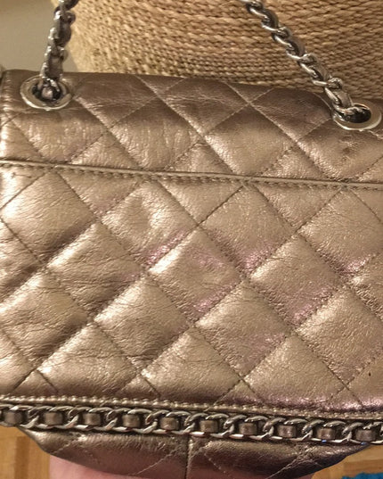 Michael Kors Gold metalic leather crossbody purse