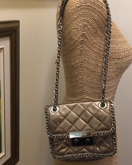 Michael Kors Gold metalic leather crossbody purse