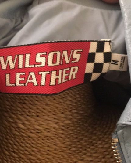 Wilsons NWOT pastel sky Blue leather moto coat fall