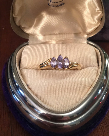 10k Gold & 3 Marquis Cut Tanzanite stones