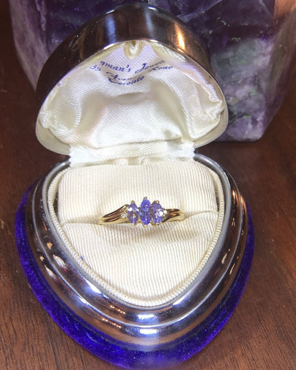 10k Gold & 3 Marquis Cut Tanzanite stones