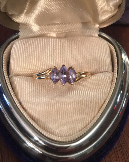 10k Gold & 3 Marquis Cut Tanzanite stones