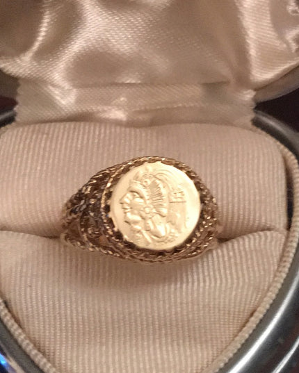 Vintage 14k gold Indian Head ring Beauty!