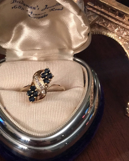 14k Gold Diamond & Sapphire ring